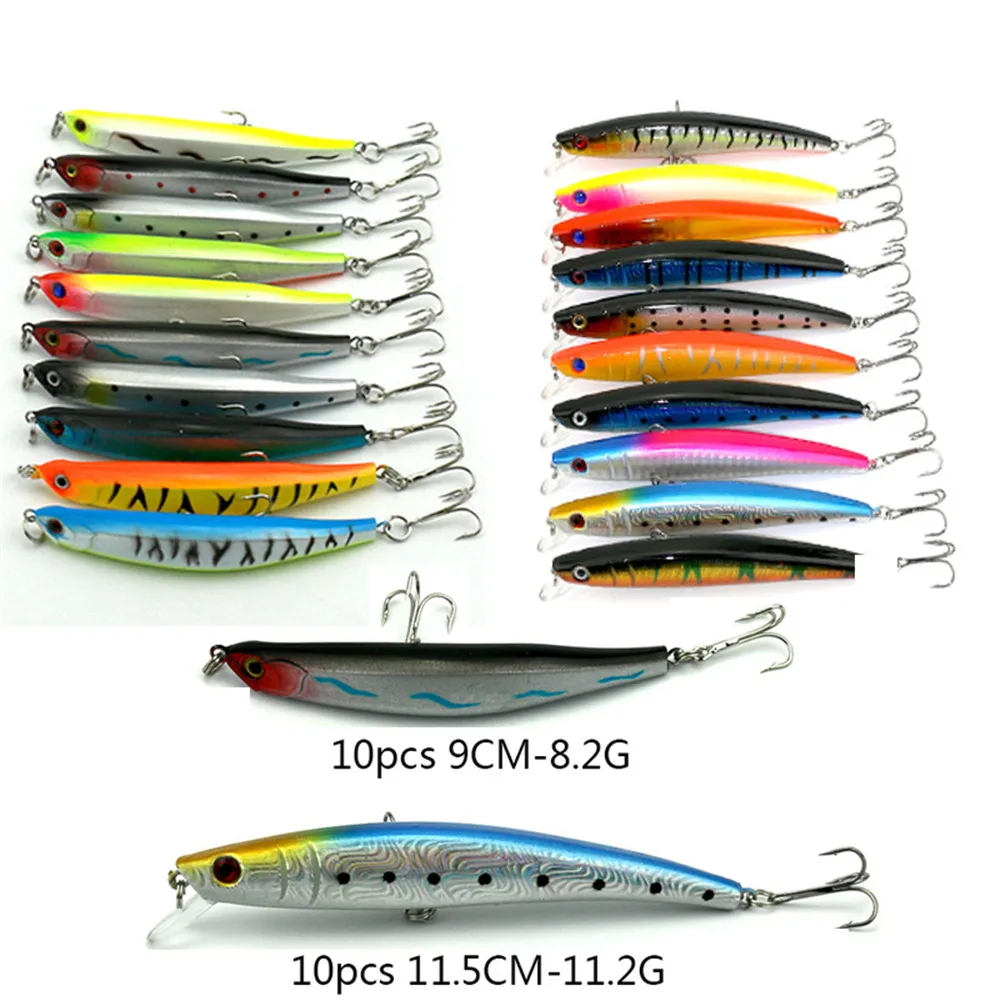 SeaKnight Minnow Fishing Lure 20PCS/Lot 2 kindst 90mm 8.2g 115mm 11.2g  Integrated Bait Artificial Bait Plastic dying fish