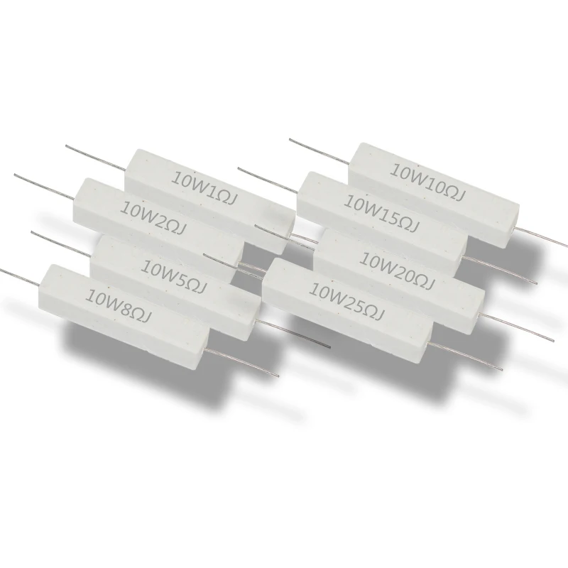 10Pcs 10W 5% Cement Resistor Power Resistance 0.1 ~ 100K 0.1R 0.5R 10R 50R 10K 0.22 0.33 0.5 1 2 5 8 10 15 20 25 30 100 1K ohm