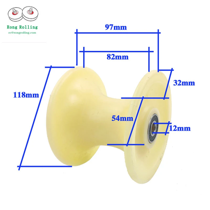 4.6 inchk sliding nylon wheel/pulley/rollers,transmission wheel, limit wheel, guide wheel wtih bearings, U-groove diameter 85mm.