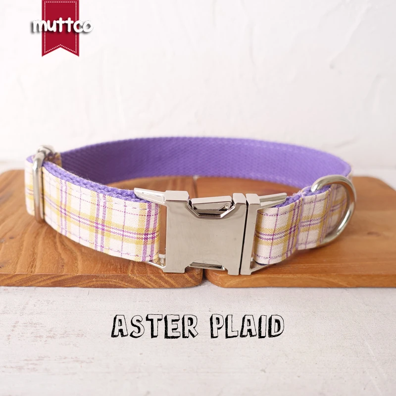 

10pcs/lot MUTTCO high quality self-design dog collar Aster Plaid handmade poly satin and nylon 5 sizes dog collar UDC100