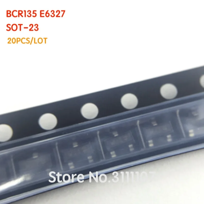 20PCS/LOT BCR135E6327  BCR135 E6327  BCR135E 135E6327  TRANS PREBIAS NPN 0.2W SOT23-3