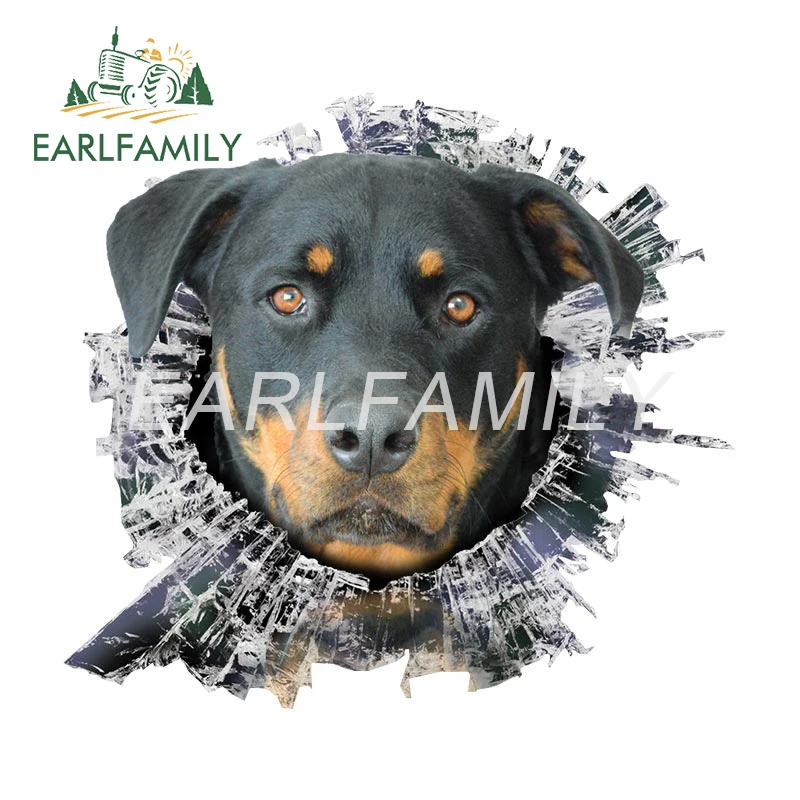 EARLFAMILY 13cm x 11.9cm for Rottweiler Dog Car Stickers Motorcycle Decal RV Surfboard Windshield Waterproof Sunscreen Decals