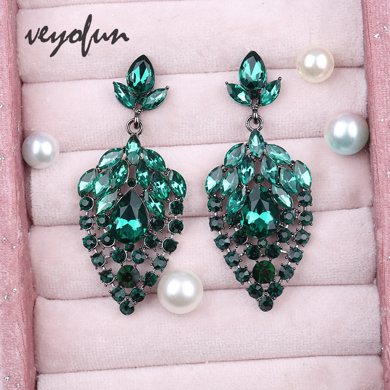 Veyofun Luxury Rhinestone Dangle Earrings 6 Color Hyperbole Drop Earrings Fashion Jewelry for Women