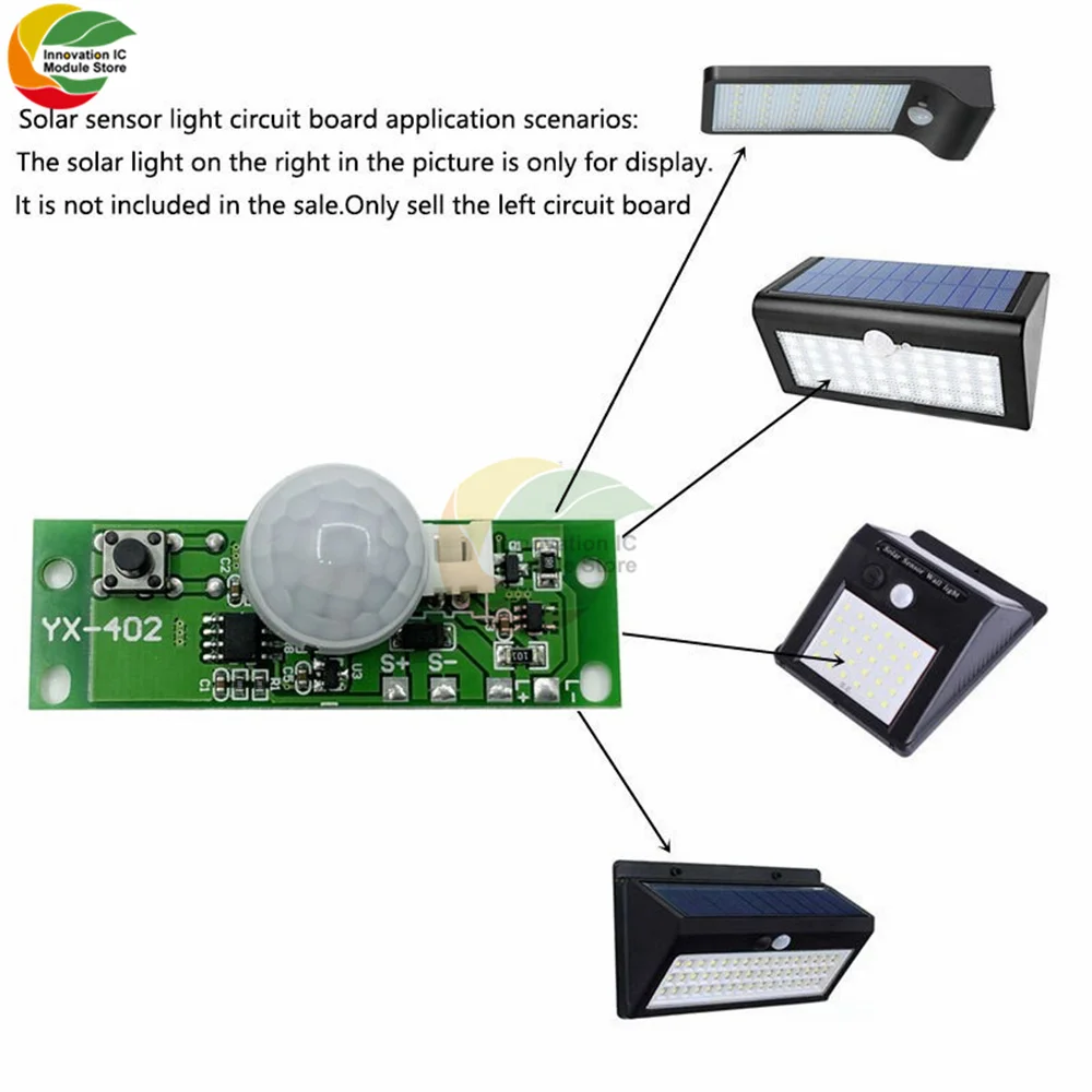 Modulo sensore di rilevamento umano a infrarossi circuito lampada solare DC 3.7V rilevatore di movimento a infrarossi modulo Controller lampada da