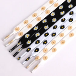 1 Pair of Small Daisy Shoelaces Cartoon Print Fashion Women Men's Shoe lace High-top Canvas Sneakers Shoelace Flat Shoe laces