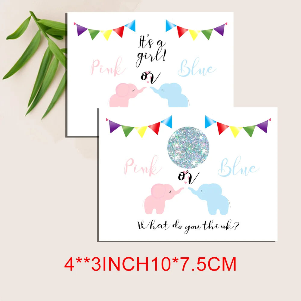 

Gender Reveal Pregnancy Announcement Scratch Cards, Blue or Pink Girl or Boy, Elephant Gender Reveal Post