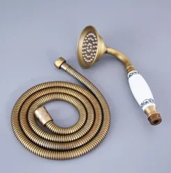 Antique Brass Ceramics Telephone Hand Held Shower Head & 1.5 m Hose Water Saving Handheld Sprayer Shower Set Nhh116