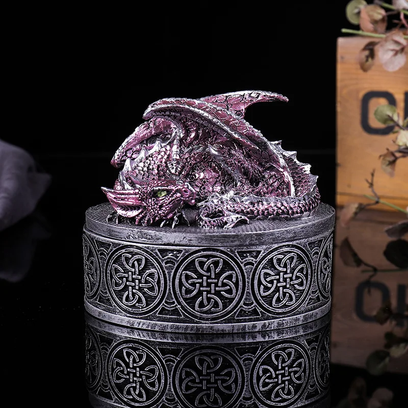 Retro Creative Dragon Resin Crafts Jewelry Box Gifts Jewelry Jewelry Ring Storage Home Decoration