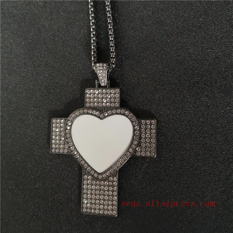 sublimation blank cross photo necklaces pendants two side printing hot transfer printing blank consumables 20pcs/lot