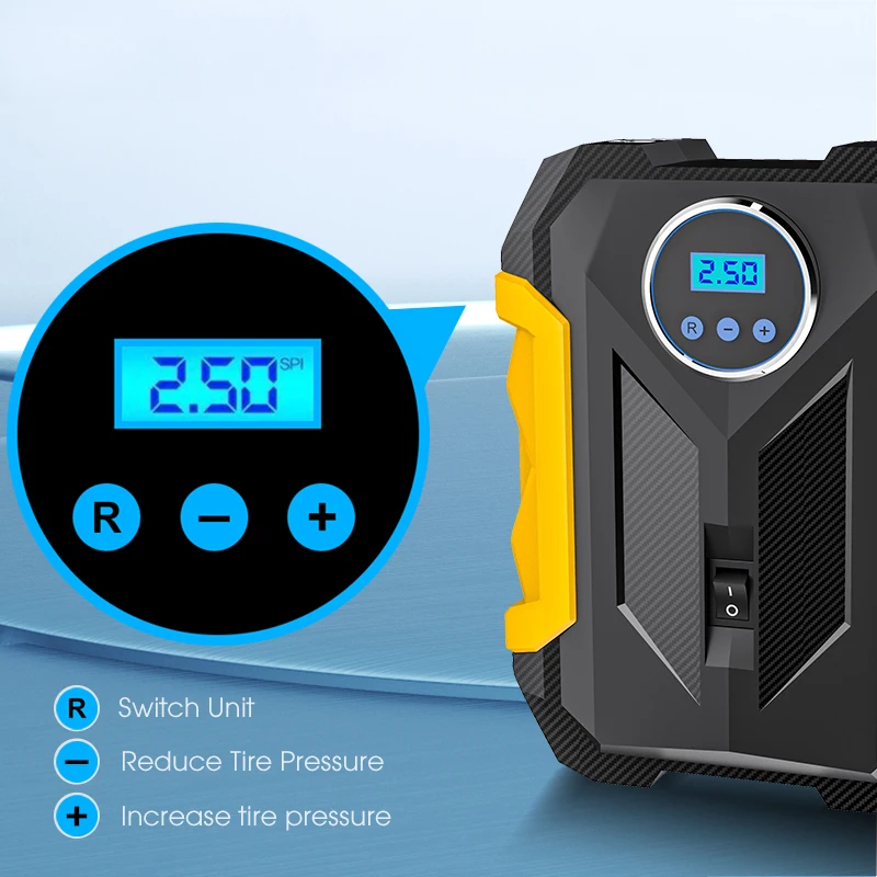 Carsun Digital Tire Inflator Portable Car Air Compressor Pump Air Pump for Auto Car Motorcycles Bicycles DC 12 Volt LED light