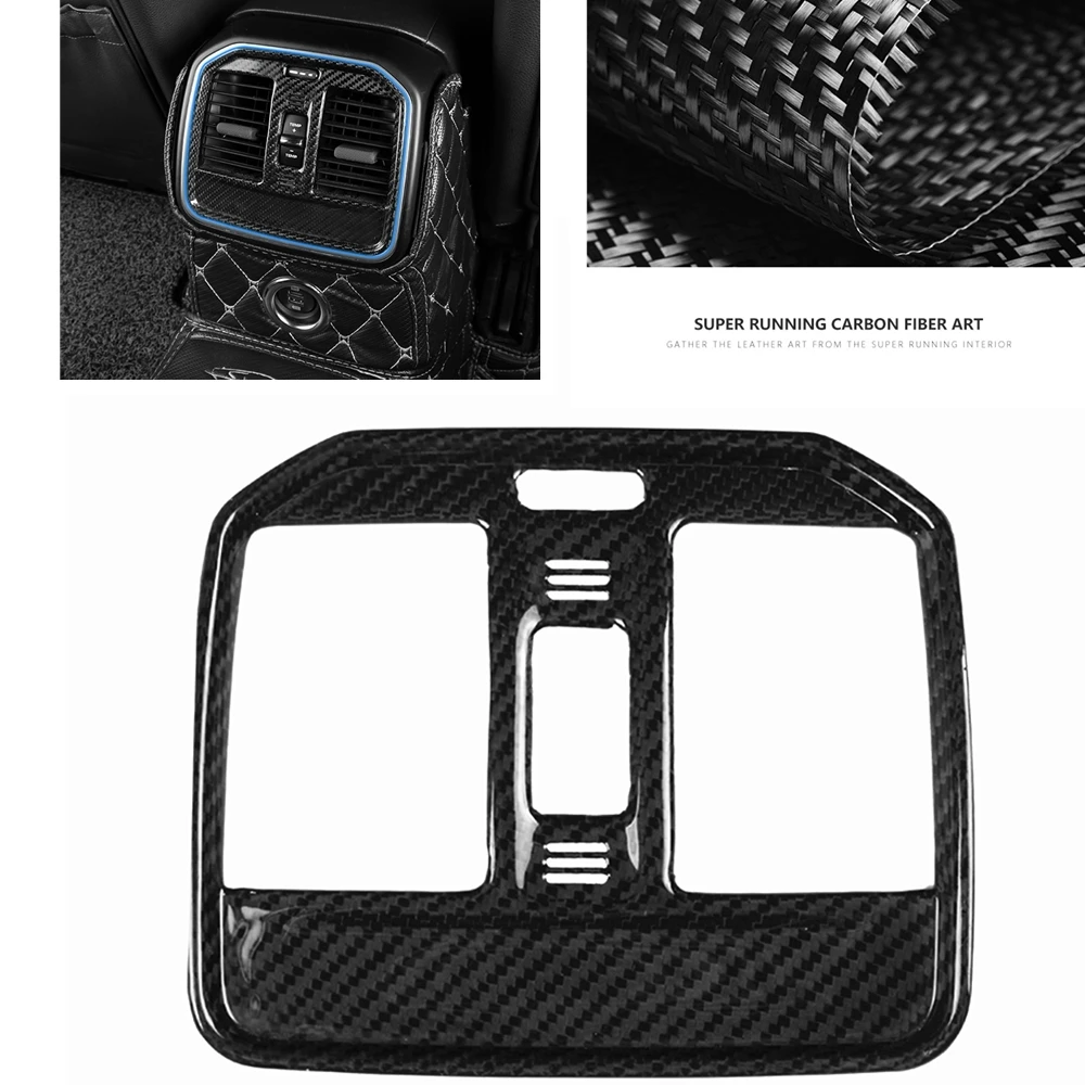 

For Porsche Macan 2014-2020 Real Carbon Fiber Car Rear Air Outlet Vent Trim Bezel Conditioner Cover Sticker Frame Decor Strip