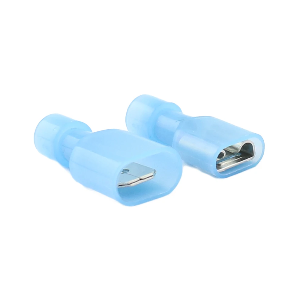 FDFN2-250 MDFN2-250 transparent Blue Fully Insulated Spade Electrical Crimp Connectors- Mixed Male & Female