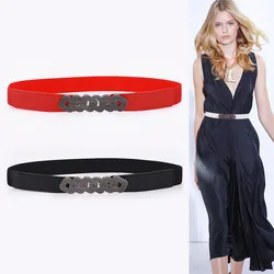 New Design Elastic Waist Belts For Women Fashion Thin Stretch Waistband Lady Vintage Alloy Personality Buckle Narrow Waist Seal