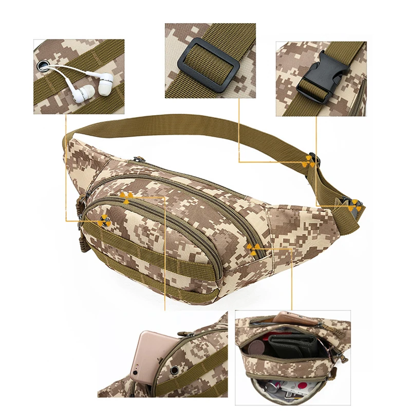 Utility Tactical Waist Pack Outdoor Bag Pouch Military Camping Hiking Waist Belt Bags Camouflage Fanny Pack Chest UBS Bag Bumbag