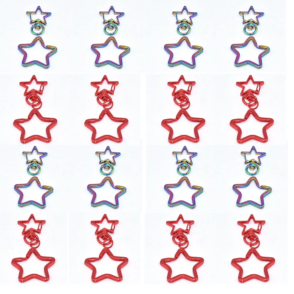 

6 set Star Swivel Snap Hook with Star shaped Key Ring, Star Swivel Clasp Star Lobster Swivel Clasp Purse Hooks Charm Hooks Push