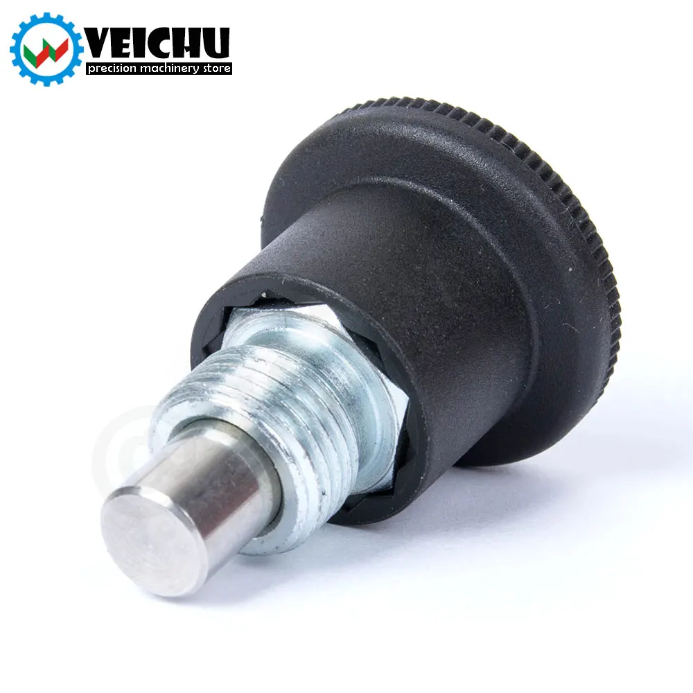 VEICHU VCN218 Return Type Dowel Black Plastic Knob Mini Locating Pins Fine/Coarse Thread Carbon Steel Indexing Plungers