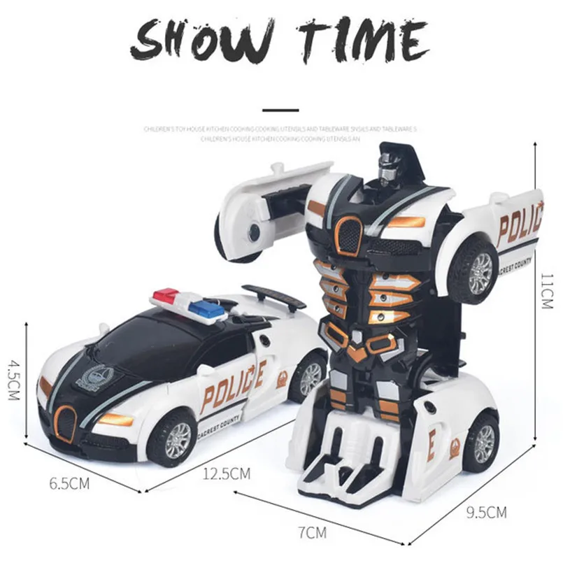 One-key Automatic Transform Robot Car Model Toy For Boys Children Plastic Funny Action Figures Deformation Vehicles Car Kid