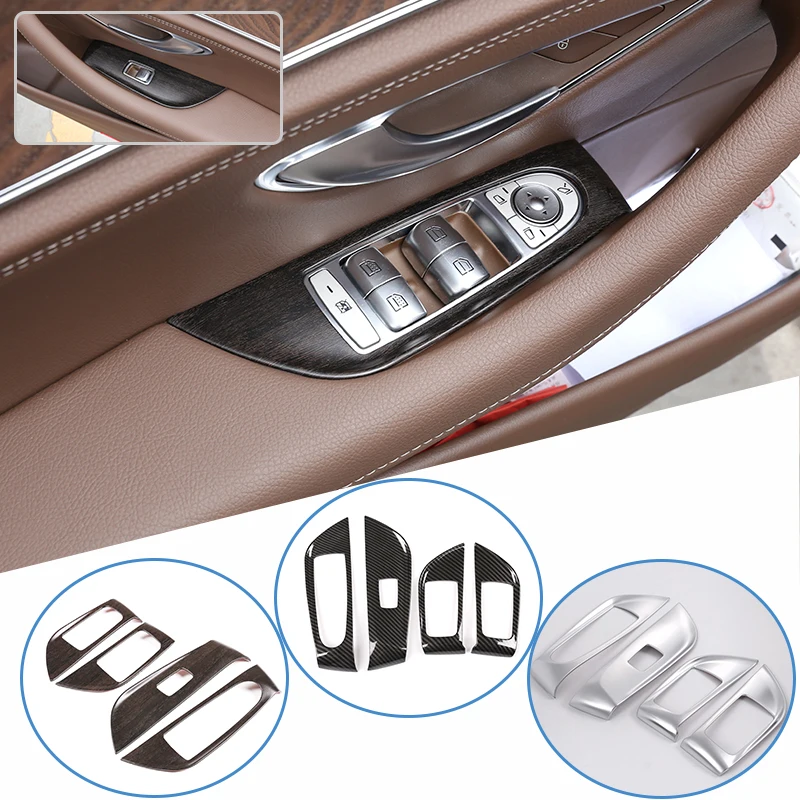 2 Styles LHD Car Window Lift Switch Panel Cover Trim Fit for Mercedes Benz E Class W213 2016-2022  Car Accessories