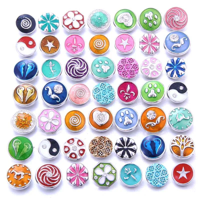 10pcs/lot New 12MM 18mm Snap Jewelry Rhinestone Mini Metal Snap Buttons fit 12mm 18mm Snap Bracelet Bangle Earrings Necklaces