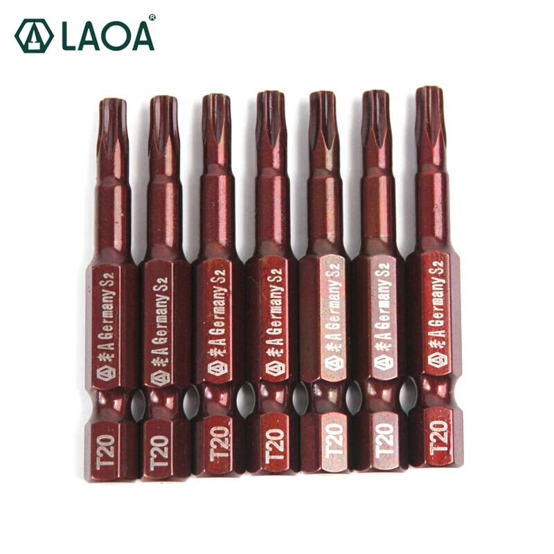 LAOA 4pcs 1/4 S2 Torx Screwdriver Bits Slotted Screwdriver Bit T15 T20 T25 T30 Total 50mm