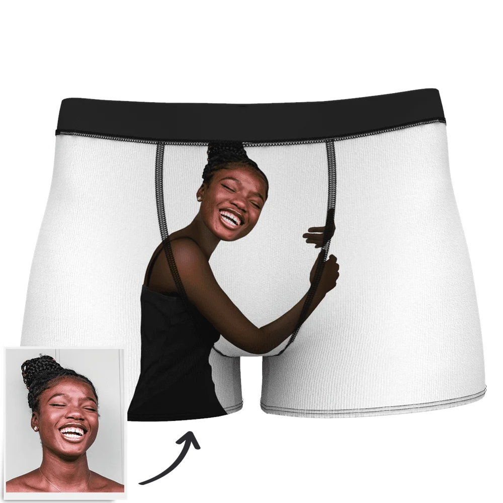 Customize name photo boxer On Body Dark Skin Valentines Day husband briefs funny shorts for boyfriend underwear christmas gifts