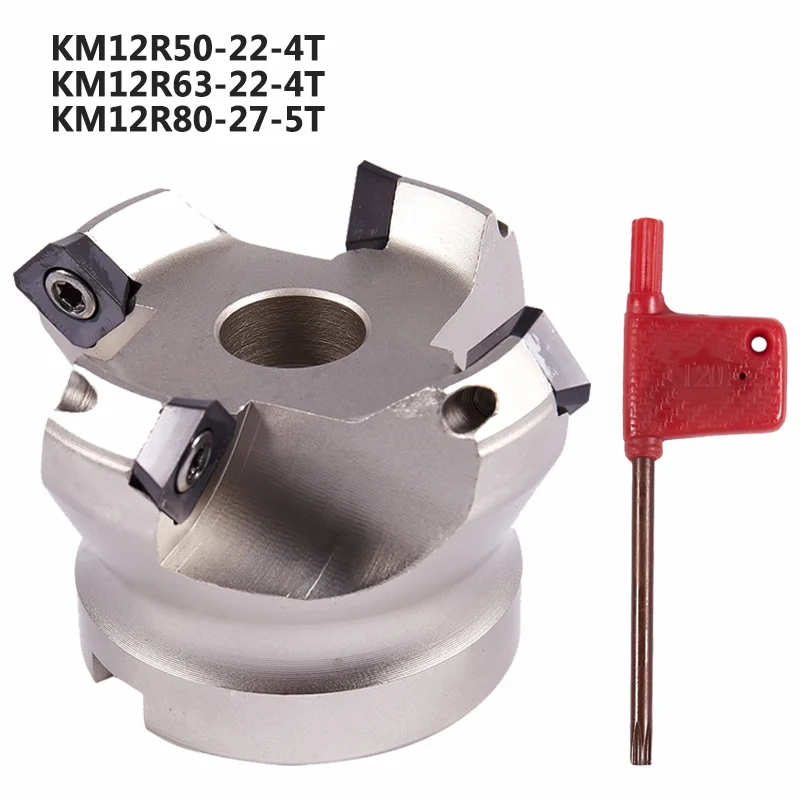 Fresagem Usinagem Laje Rosto Fresa Apertada de Alimentação Rápida Liga End Mill para Sekt1204 Inserção Km12r50224t Km12r63-22-4t