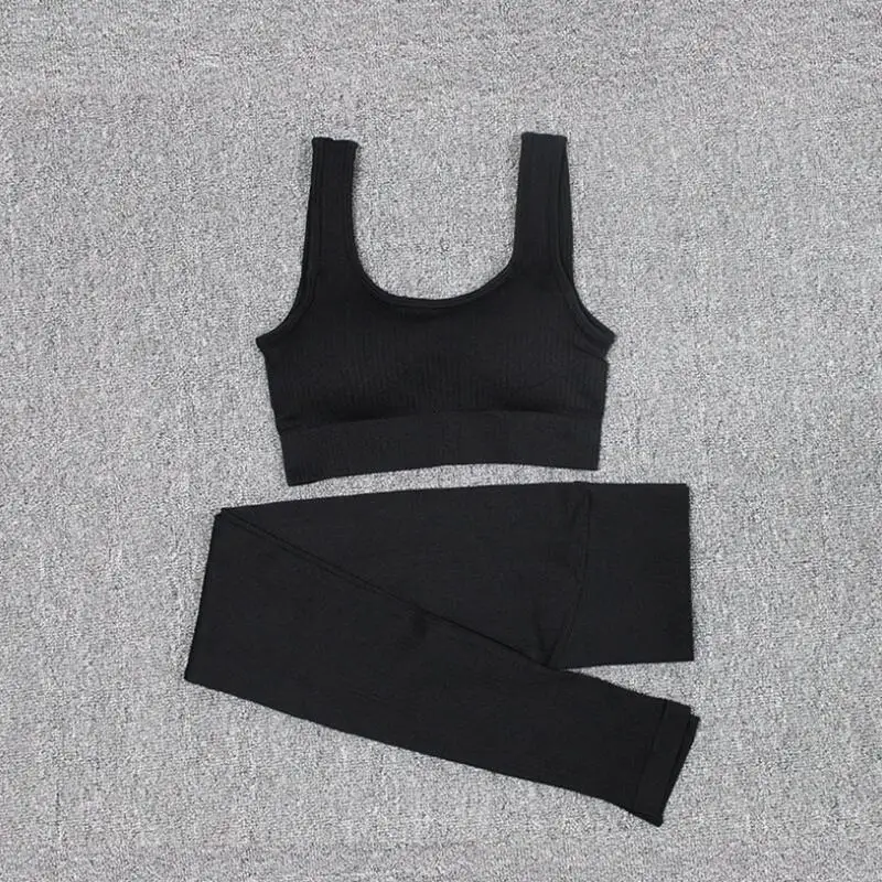 

2pcs/set Women Seamless Yoga Set Running Sports Suits Tracksuit Women Bra Sleeveless Breathable leggings pants Fitness Gym Sets