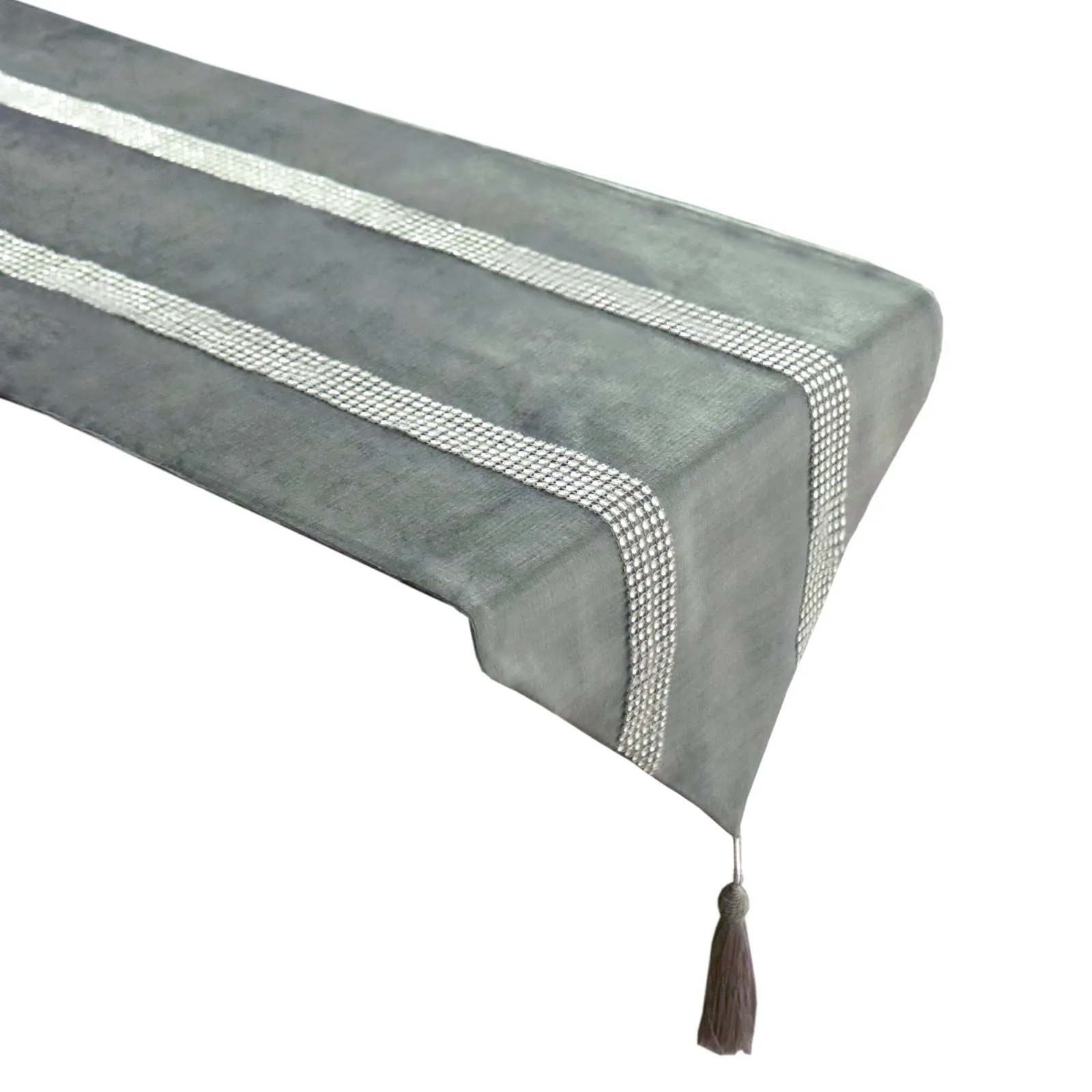 

Table Runner Luxury Diamond Decoration Modern Gray Velvet Dining Table Flag Elegant Tassel Bed Runners Hotel Wedding Home Decor