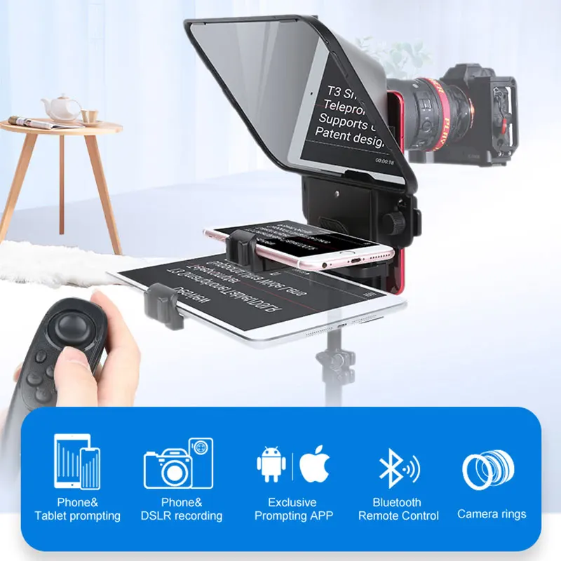 

Desview T3 Teleprompter For Smartphone/Tablet/DSLR Camera Portable For YouTube Interview Studio Bestview With Remote Control