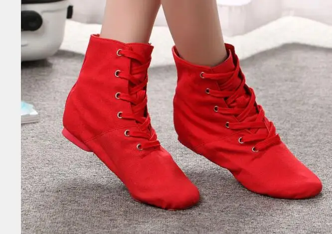 1 paare/los Männer Frauen Sport Tanzen Turnschuhe Jazz Dance Schuhe Lace Up Tanzen kurzen stiefel Blau Rot Schwarz