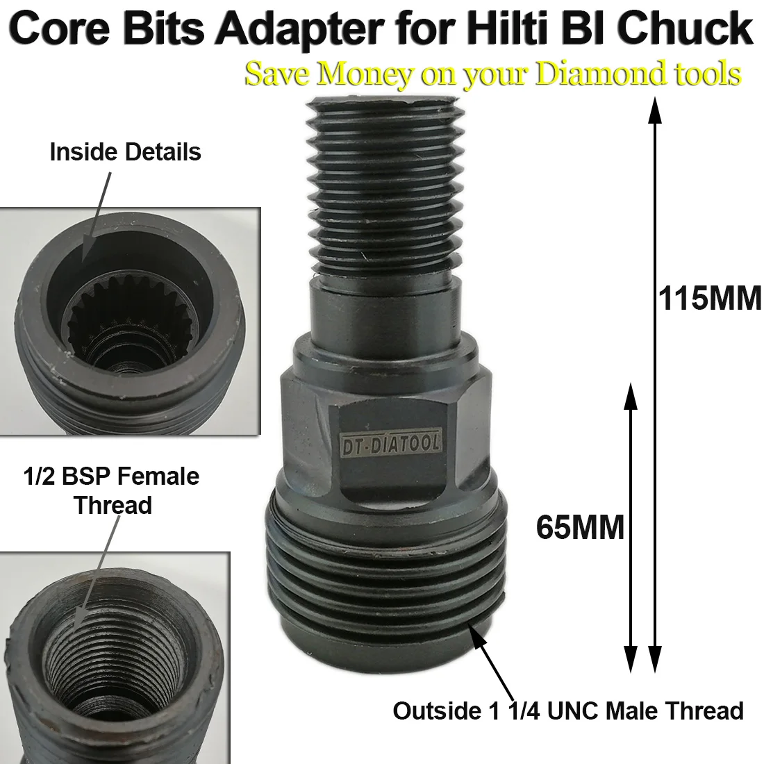 Imagem -02 - Dt-diatool-adaptador Roscado Hilti Dd-bl Chuck para 11 bs Conexão para Hilti Dd160e Dd200 Dd250e Dd350