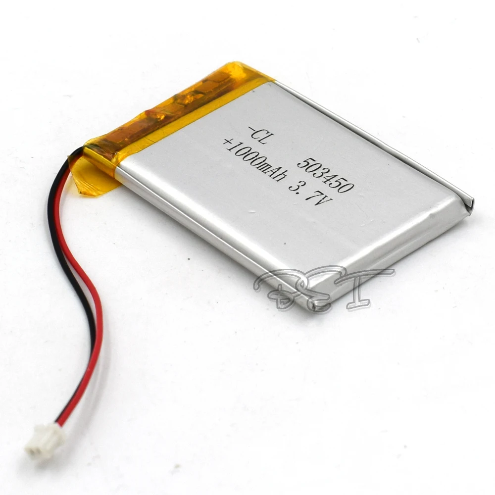 3.7V Lithium Battery Li-polymer Rechargeable Cell Li-ion Polymer 503450 1000mAh With 2Pin Plug For PSP Navi GPS Speaker Camera