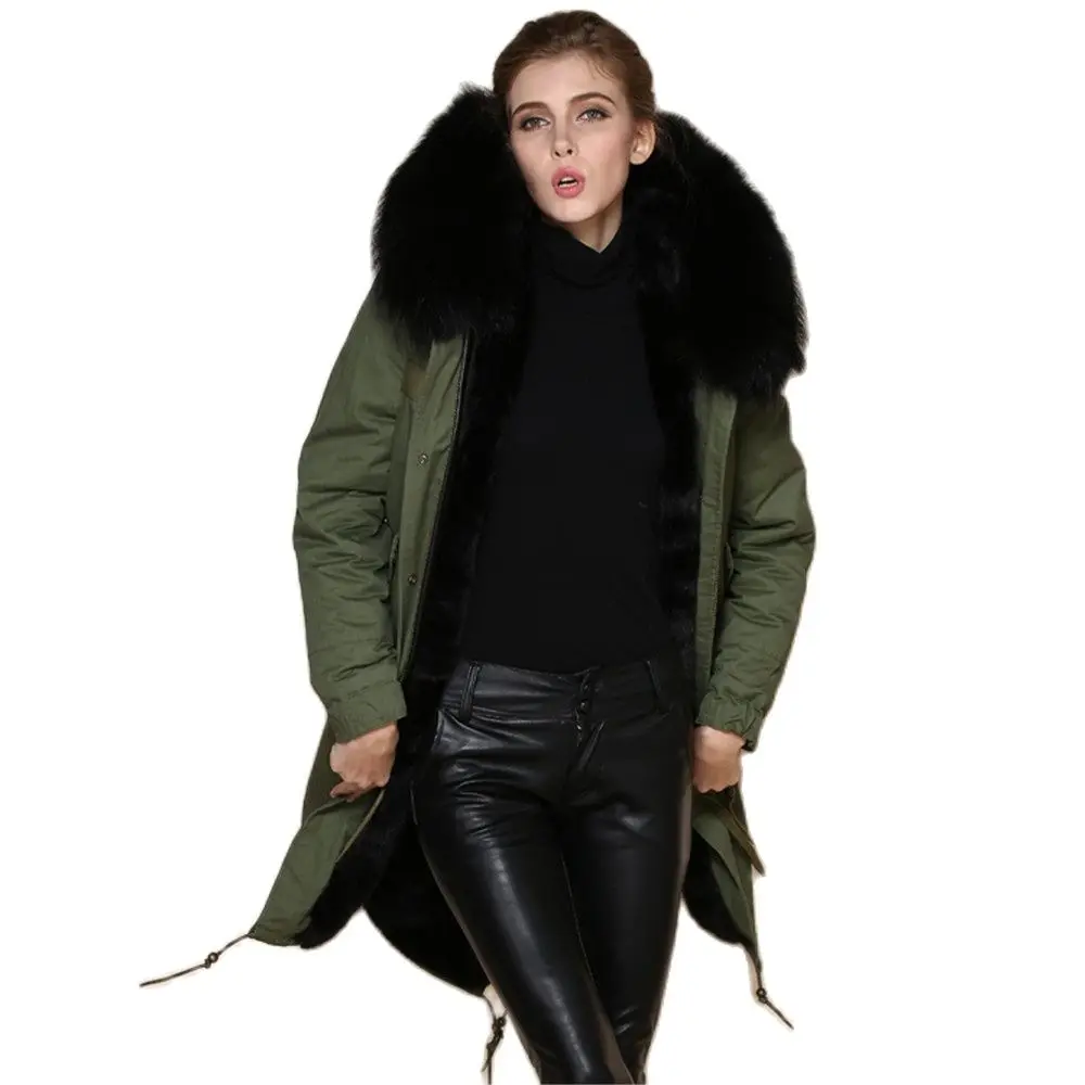 Classic And Voguish Long Parka Black Faux Fur Lined Coat For Mrs Italy Design