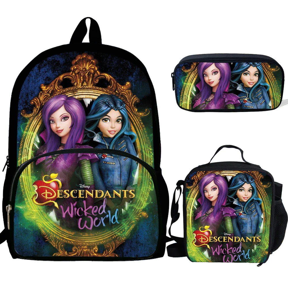 Disney 3PCS School Bag Set Descendants 3 Printing School Backpack For Teenagers Boys Girls Student Travel Book Bag Schoolbags