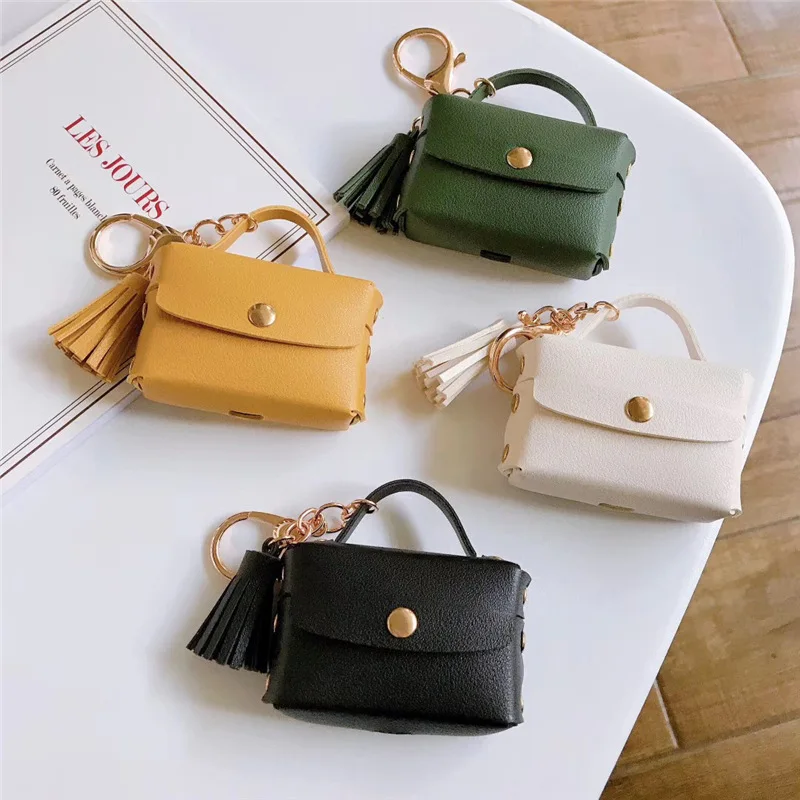 Luxo bolsa de couro para apple airpods pro caso ins borlas capa para apple airpods 3 sacos acessórios fone de ouvido caso pingente # f0