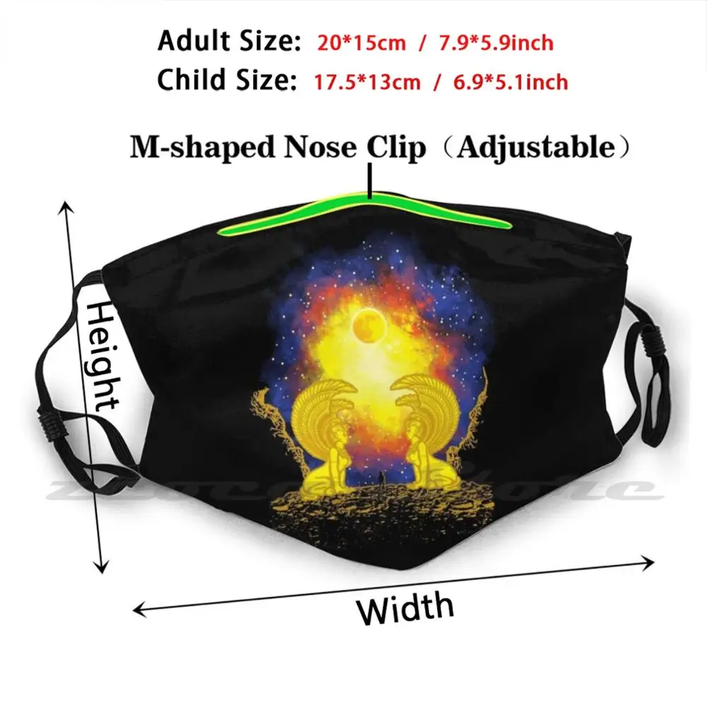 The Sphinx Gate Mask DIY Washable Filter Pm2.5 Mouth Trending Fantasy Scifi Sphinx Moon Stars Galaxy Space Magical Surreal Sand