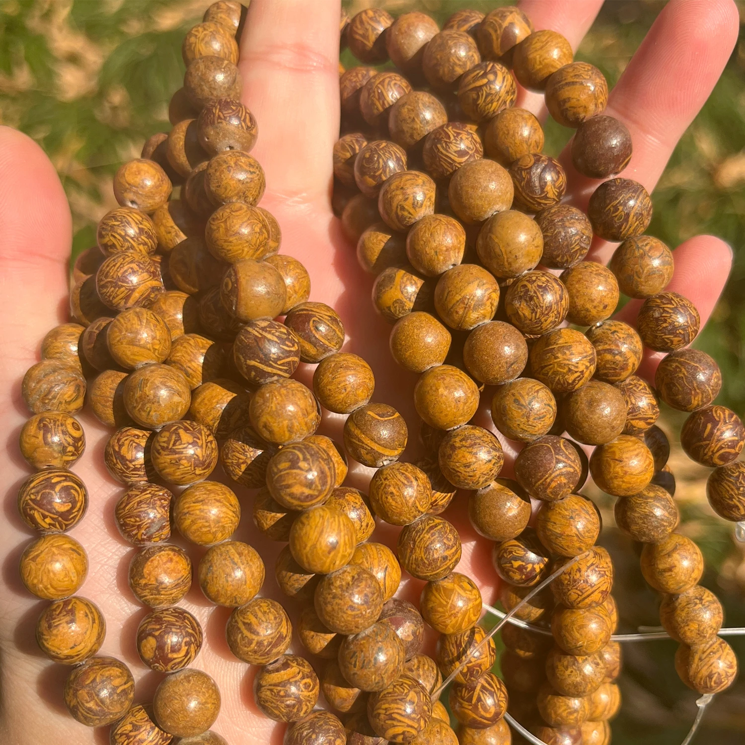 Natural Elephant Skin Jasper Stone Round Beads For Jewelry Making Bracelet 15inches 4/6/8/10/12mm Pick Size