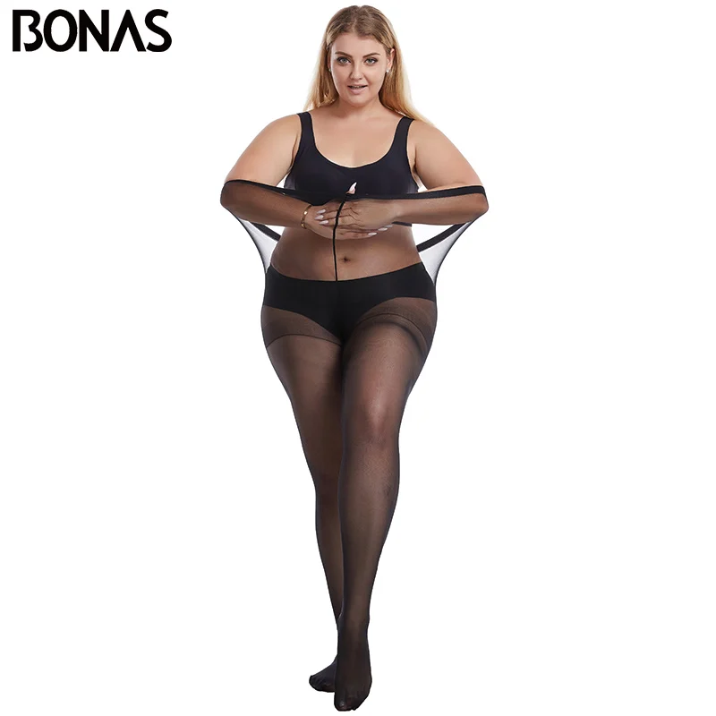 BONAS 20D Ultra cienkie rajstopy duże rozmiary dla kobiet 120kg rajstopy Super elastyczna rozmiar Queen Sexy rajstopy nylonowe Plus Size rajstopy