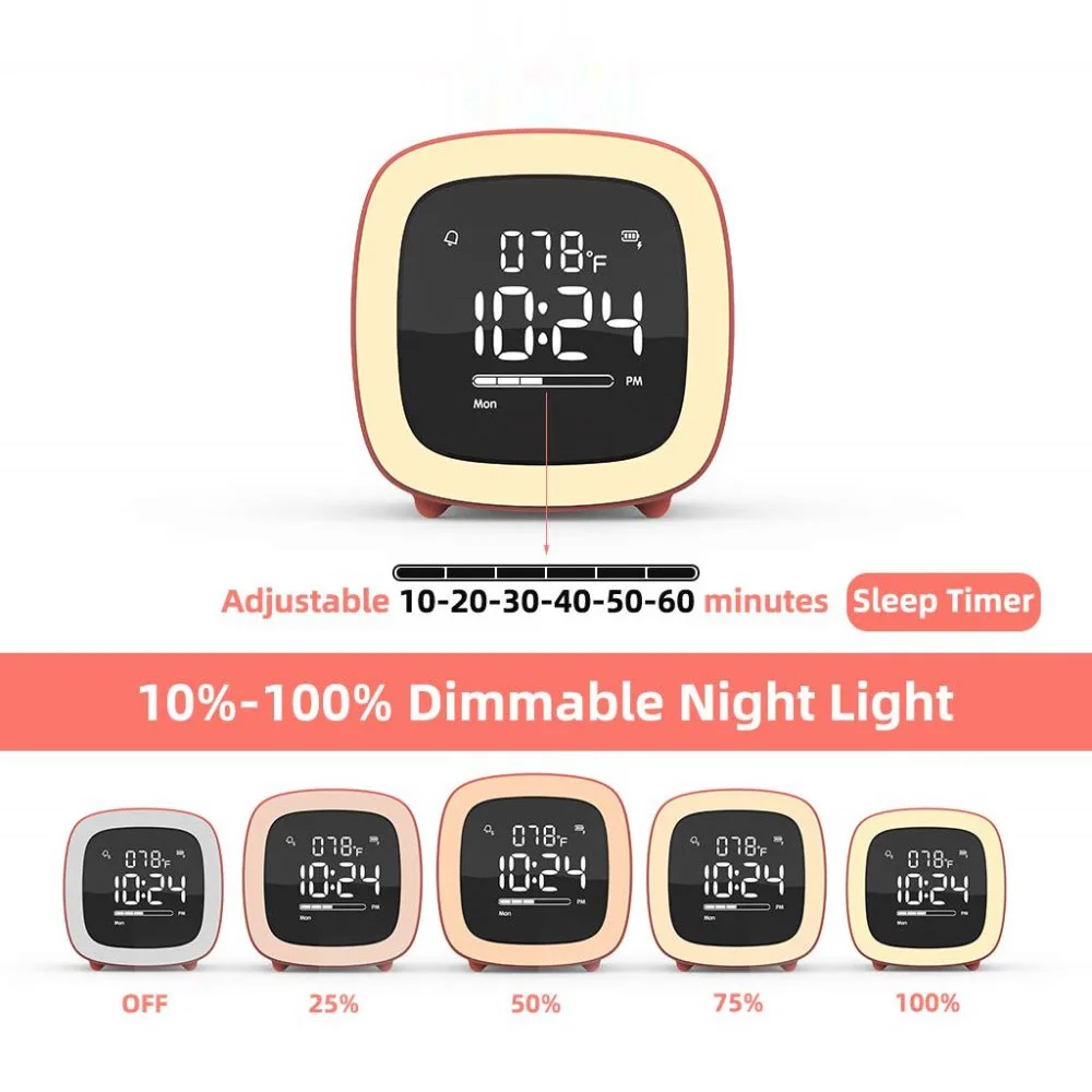 Youpin Cut Digital Alarm Clock Cartoon Night Light Bedside Desk Alarm Clock Rechargeable Battery Christmas Gift For Kids Child