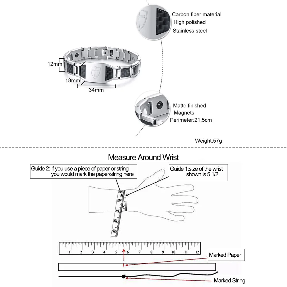Cross Magnetic Bracelets Homme Black Carbon Fibre Luxury Stainless Steel 12mm Health Energy Magnet Benefits Jewelry Waterproof