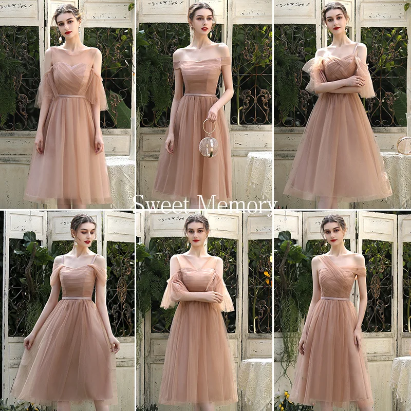 SW069 Women Forest Green Bridesmaid Dress 2021 Bride Guest Robe De Soiree De Mariage Prom Wedding Party Vestidos Sweet Memory