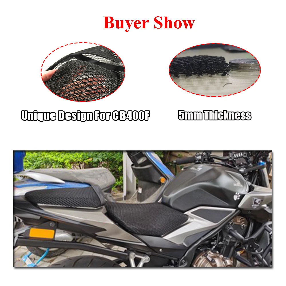 For 2021 Honda CB400F CB400F CB 400F Rear Seat Cowl Driver Passenger Cushion Cover Net 3D Mesh Protector Motorcycle Accessories