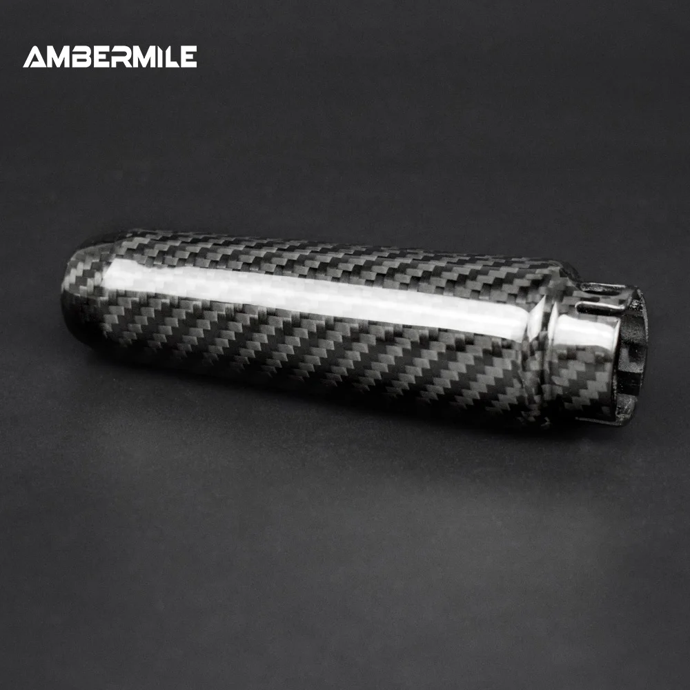 AMBERMILE for Mini Cooper F55 Hardtop F57 F56 Hatchback Accessories Hard Carbon Fiber Interior Car Hand Brake Grip Covers Trim