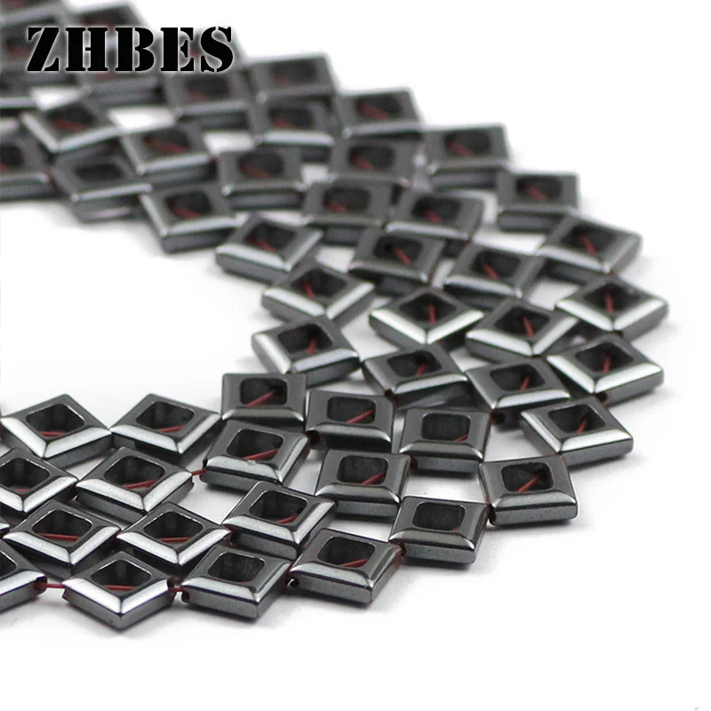 Schwarz Naturstein Diagonal Quadrat Hämatit Charme Spacer Lose Perlen Für Schmuck DIY Machen Armband Halskette Zubehör 8MM