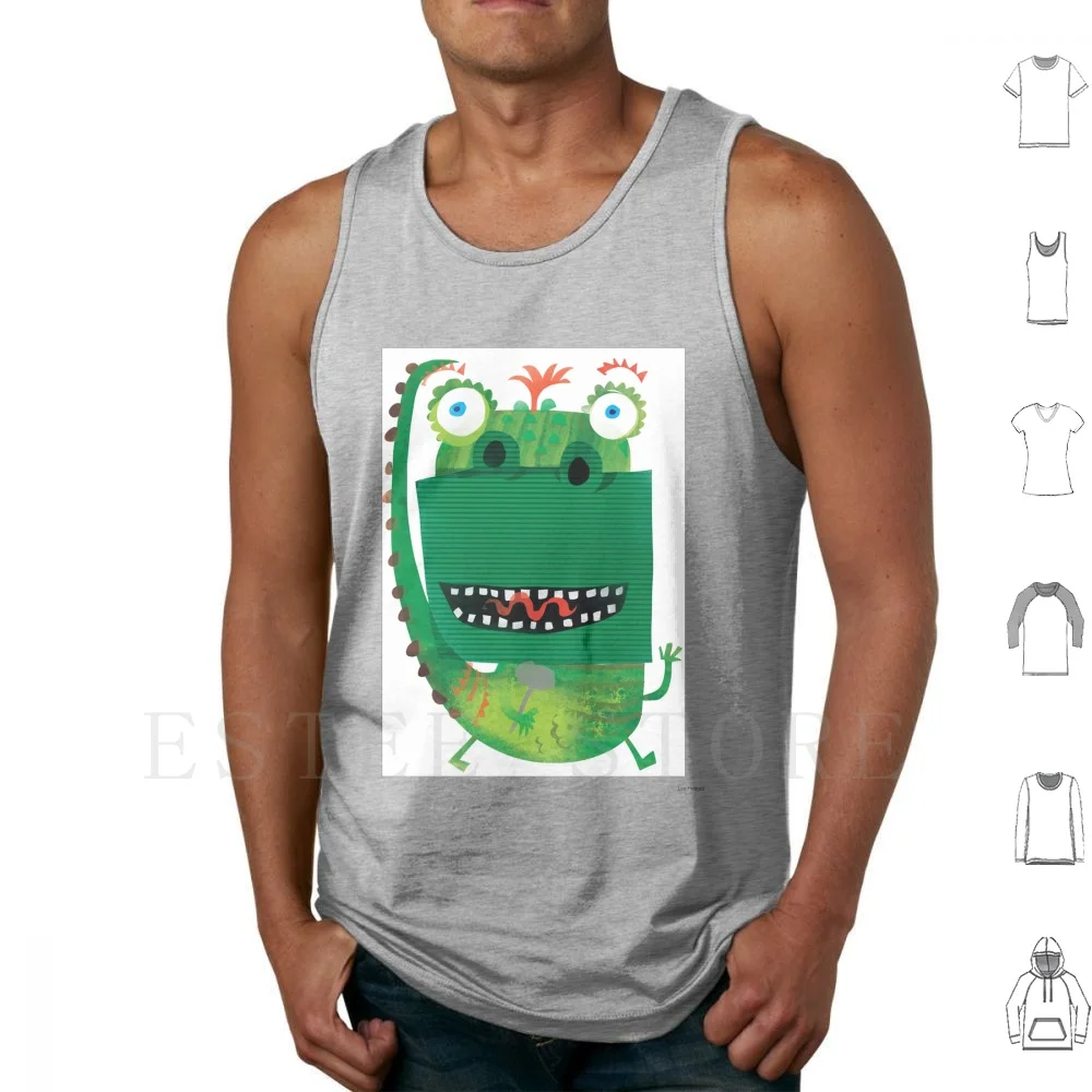 Dex The Dinosaur Canotte Gilet In Cotone Collage Di Dinosauri Bambini Amichevoli Dinosauro Creatura Amico Sorriso Grandi Occhi