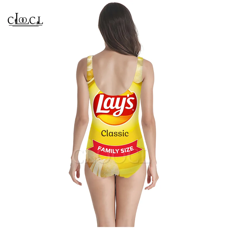 CLOOCL Newest Delicious Potato Chips 3D Print Girls One-piece Summer Bathing Suit Sleeveless Slim Sexy Women's Fashion Swimsuit