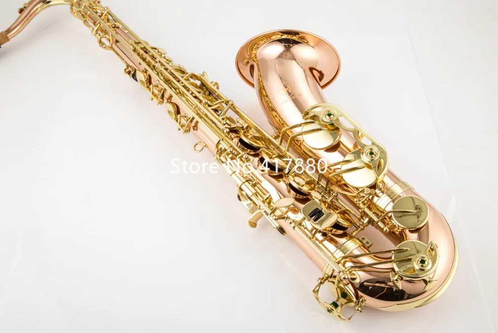 Tenor Saxophone Bb Tune Red Copper Lacquered Gold Sax Beginners Kit, Mouthpiece, Neck Strap, Cleaning Cloth Rod, Gloves, Case