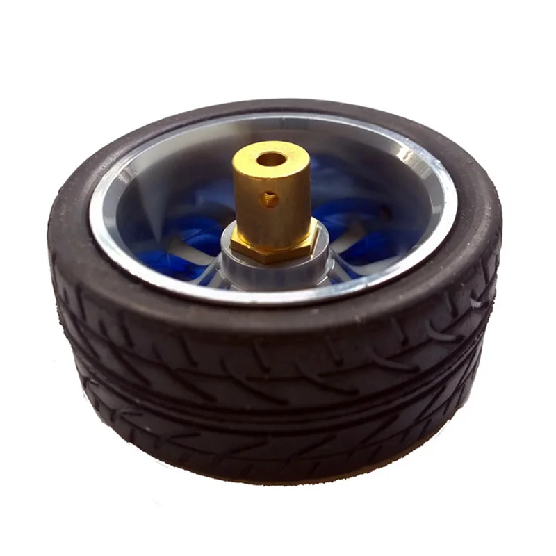 65mm*27mm Rubber Wheel With 4/5/6mm Metal Extension Coupling For Smart 2WD/4WD Robot Car Chassis Accessories DIY Education Toy