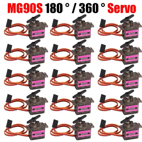 메탈 기어 RC 마이크로 서보 모터, MG90S, 180 °, 360 °, 13.4g 모터, RC 헬리콥터 자동차 보트 모델 장난감 컨트롤, 5 개, 10 개, 20 개