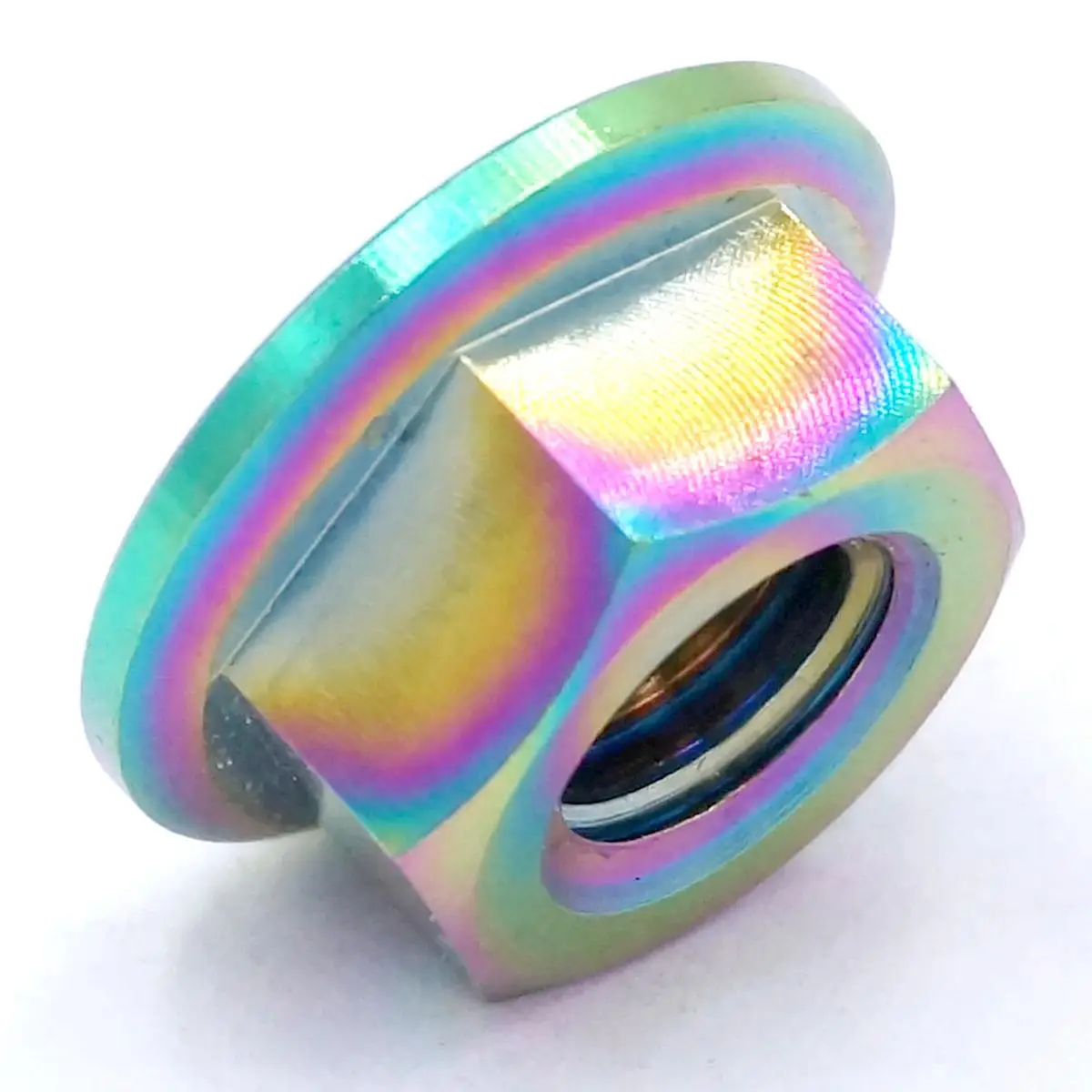 M8 Pitch 1.25mm Rainbow GR5 Titanium Alloy Flange Hex Nuts For Motorcycle Modification